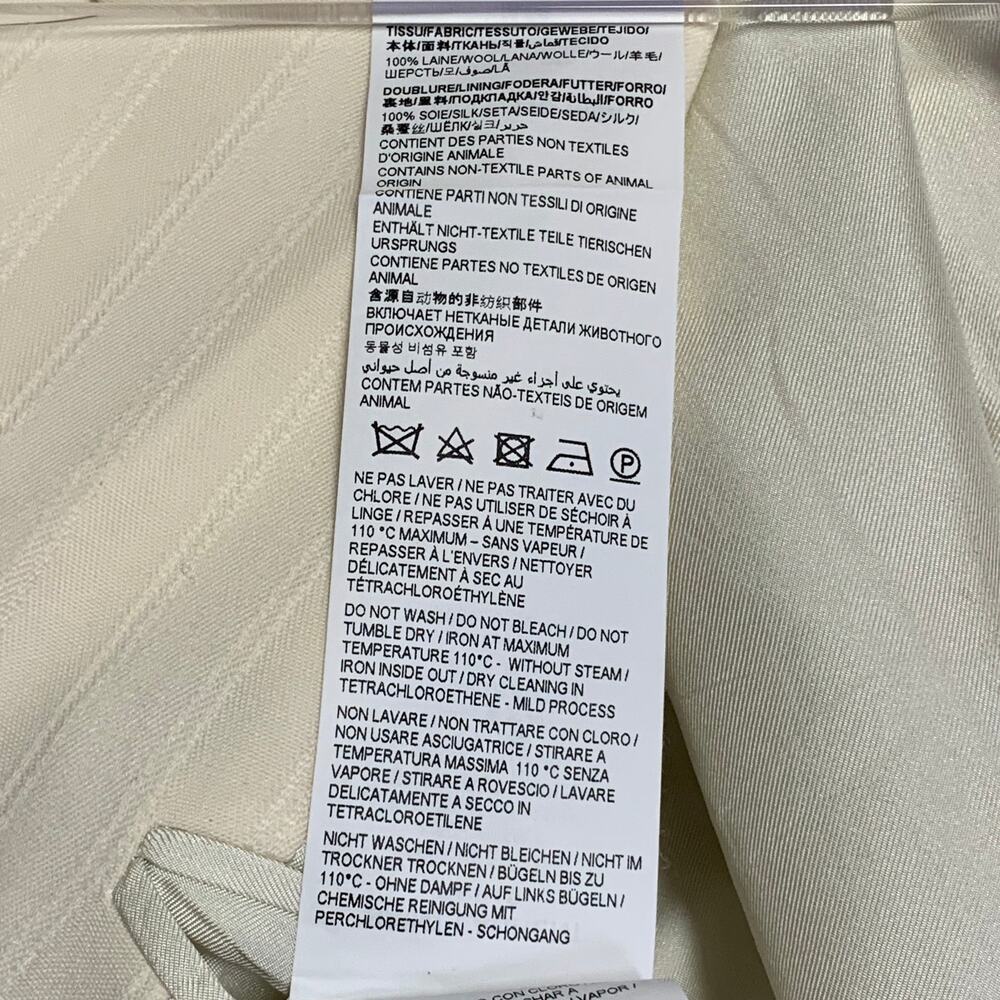 SAINT LAURENT Size 40 Regular Cream White Stripe Wool Peak Lapel Sport Coat - Picture 11 of 11